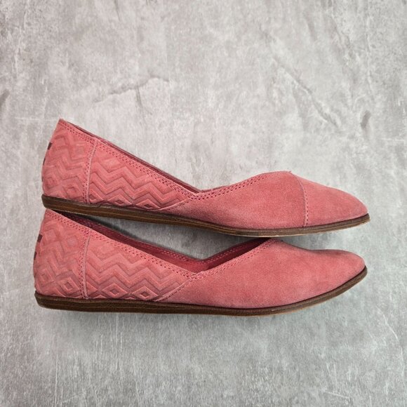 Toms Jutti Ballet Flats Coral Suede Pointed Toe Comfort Ballerina Shoes Size 8 - Picture 5 of 10